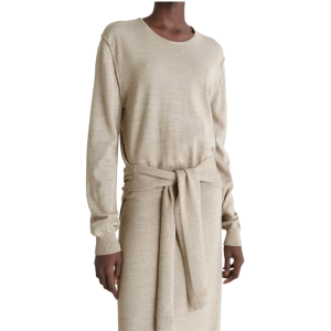 TROMPE L'OEIL CREW NECK JUMPER - LIGHT TAUPE