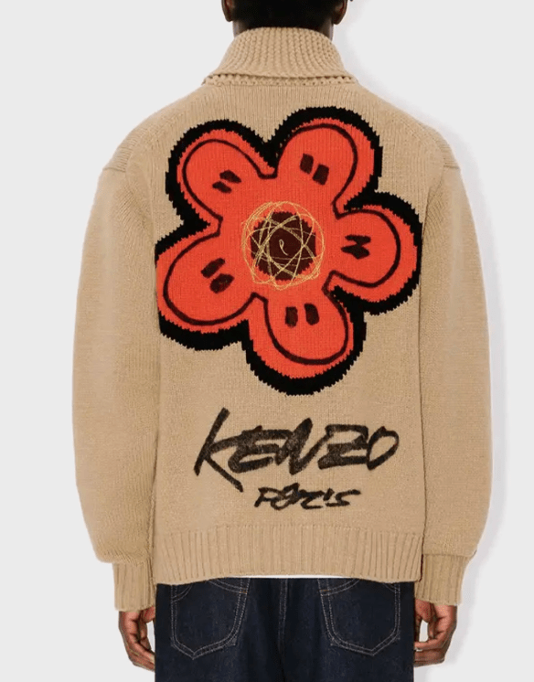 KENZO Neutral x Futura 2000 Zipped Cardigan in Wool Knit 
