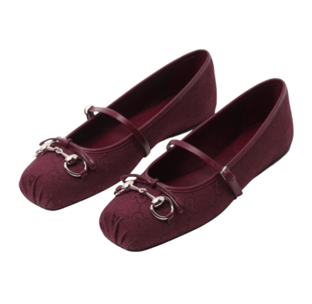 (W) Gucci Horsebit Ballet Flat Rosso Ancora Red