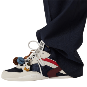 Gymnasium leather-trimmed sneakers in white