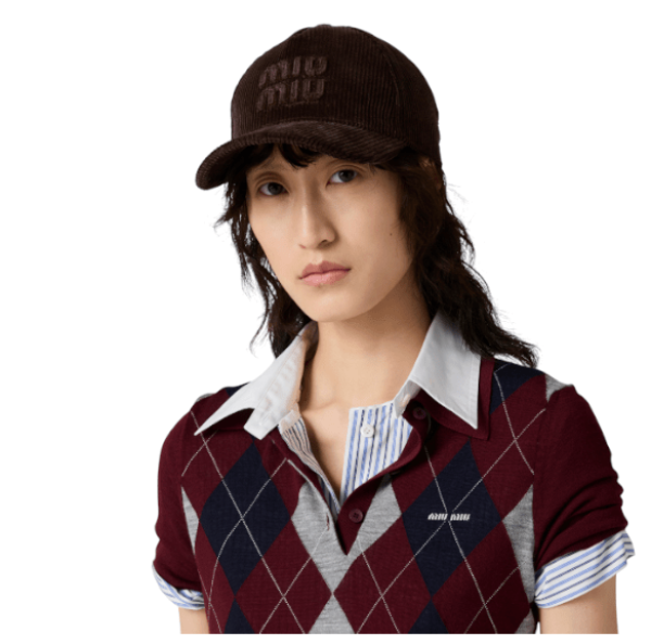 (W) Miu Miu Velvet Baseball Cap Ebony