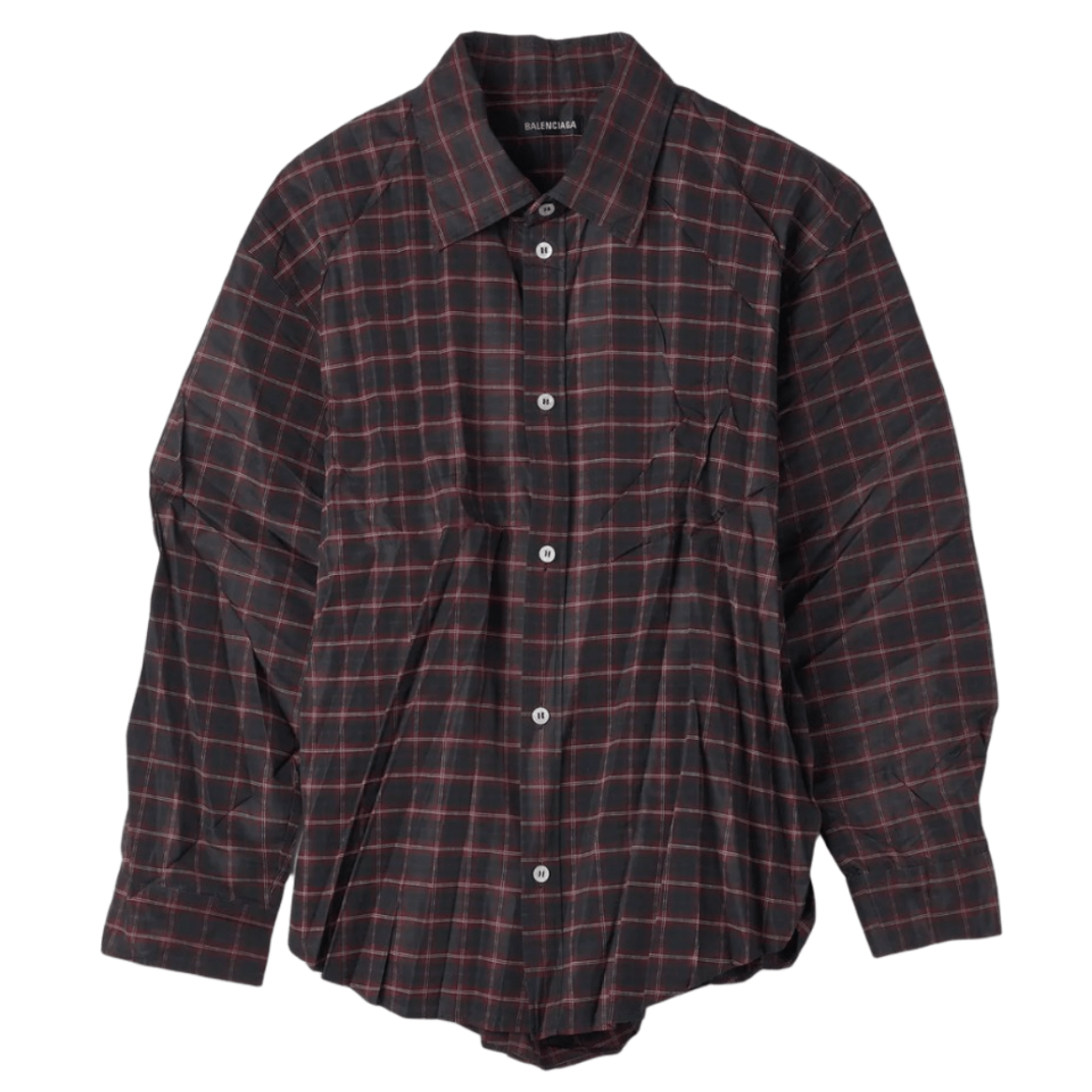 Balenciaga Check Pleats Shirt Burgundy