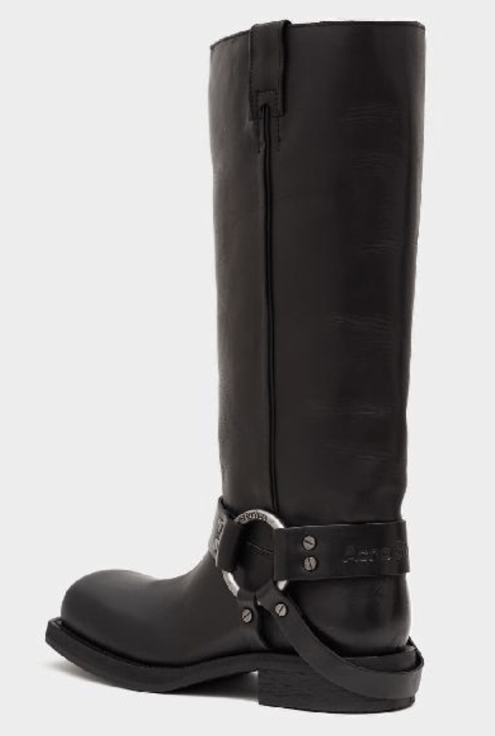 Leather buckle boots - Black