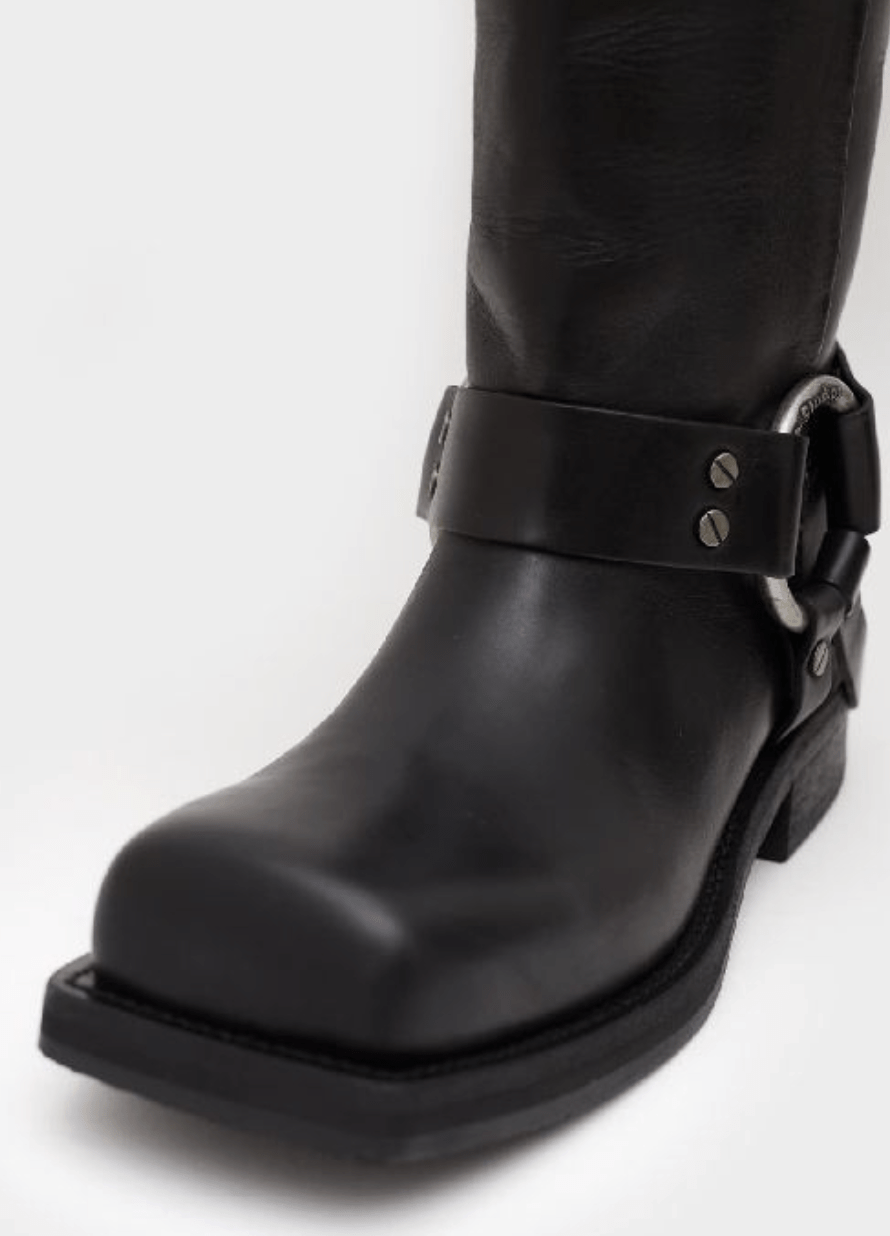 Leather buckle boots - Black