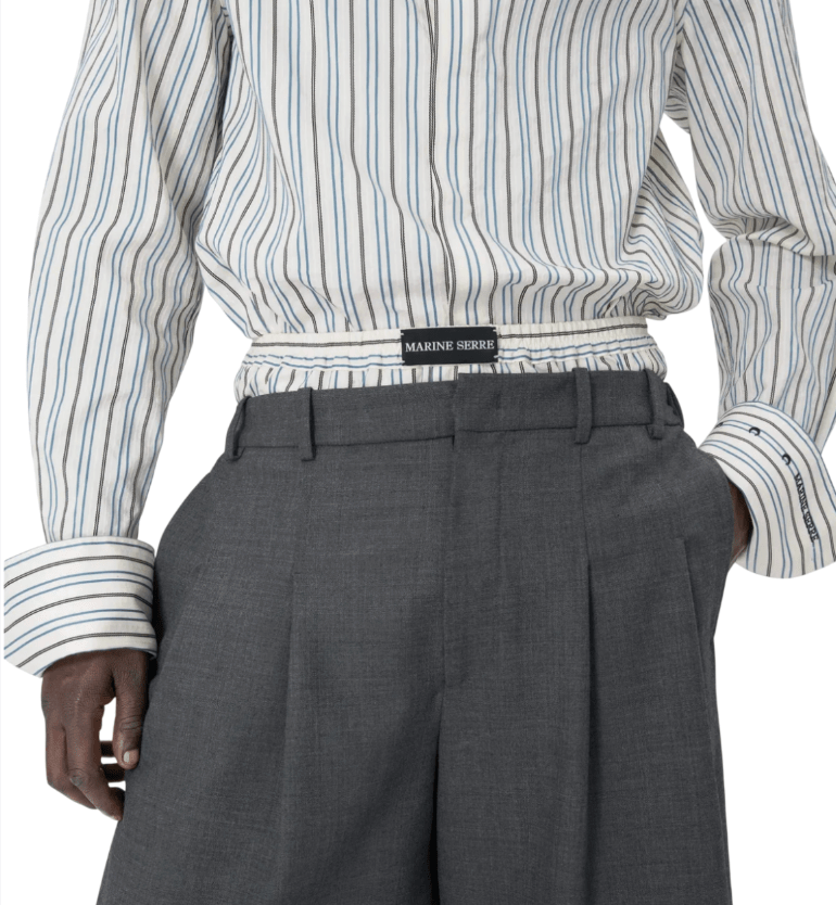 REGENERATED STRIPED POPLIN BUTTON UP SHIRT WH20 OFF WHITE 