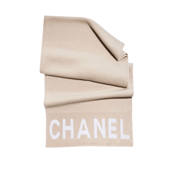 (W) Chanel Scarf Cashmere Beige