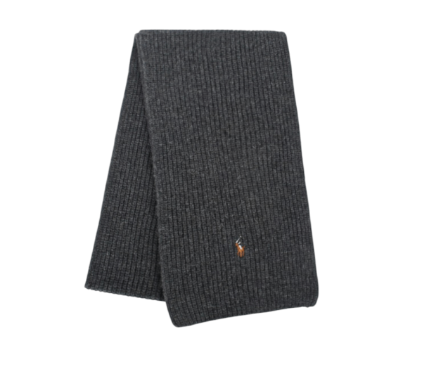 Pony Logo Embroidered Wool Scarf Grey