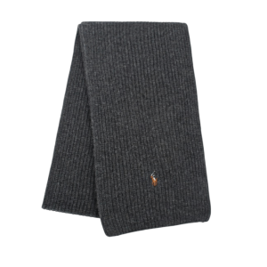 Pony Logo Embroidered Wool Scarf Grey