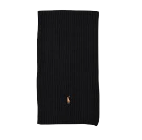 Pony Logo Embroidered Wool Scarf Black