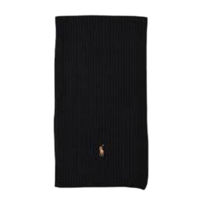 Pony Logo Embroidered Wool Scarf Black