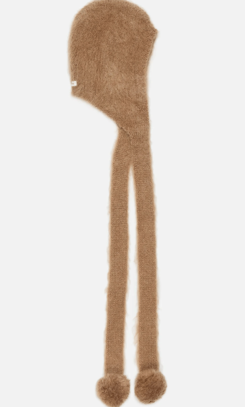 Mohair cap with earflaps Clay beige