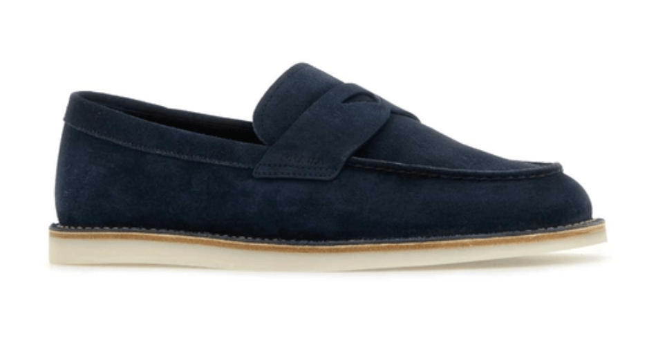 Navy suede loafers