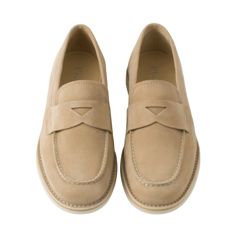 Bleached suede loafers