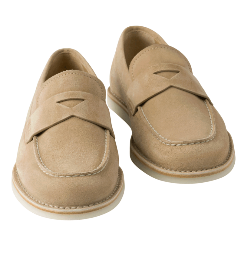 Bleached suede loafers