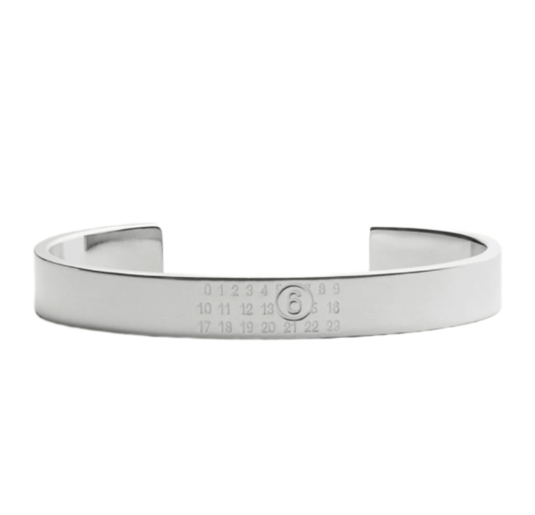 (W) MM6 Maison Margiela Numeric Minimal Signature Cuff Bracelet Polished Palladio
