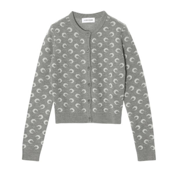 MOON JACQUARD KNIT FITTED CARDIGAN