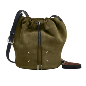 Drawstring Crossbody Bucket khaki and black