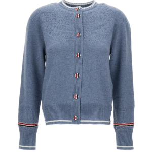 Pointelle Fair Isle Crewneck Merino Wool Cardigan