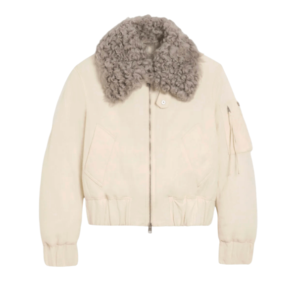 IVORY White Nylon Padded Bomber