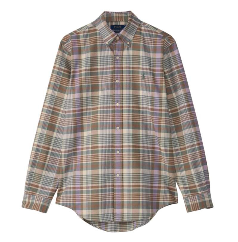 Shirts Polo Ralph Lauren Tattersall Oxford Shirt 6815 Khaki Green Multi 