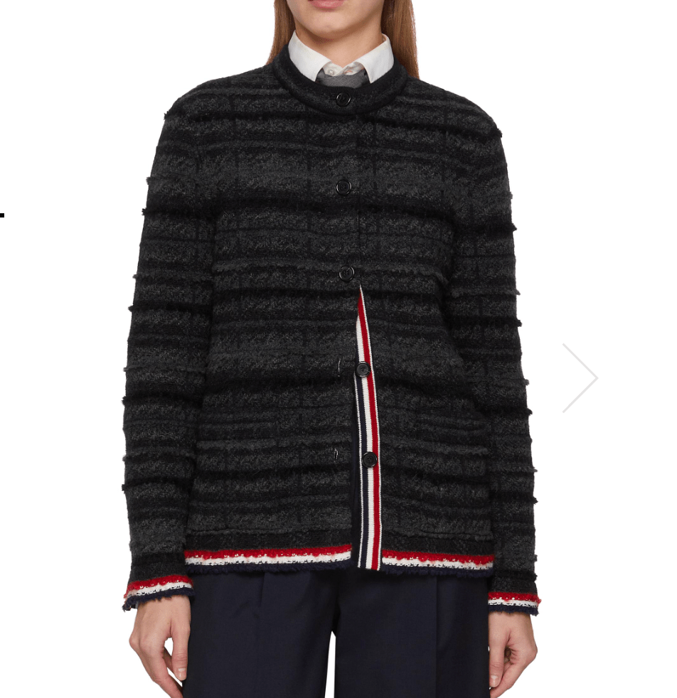 THOM BROWNE Chequered Jacquard Knit Cardigan Jacket