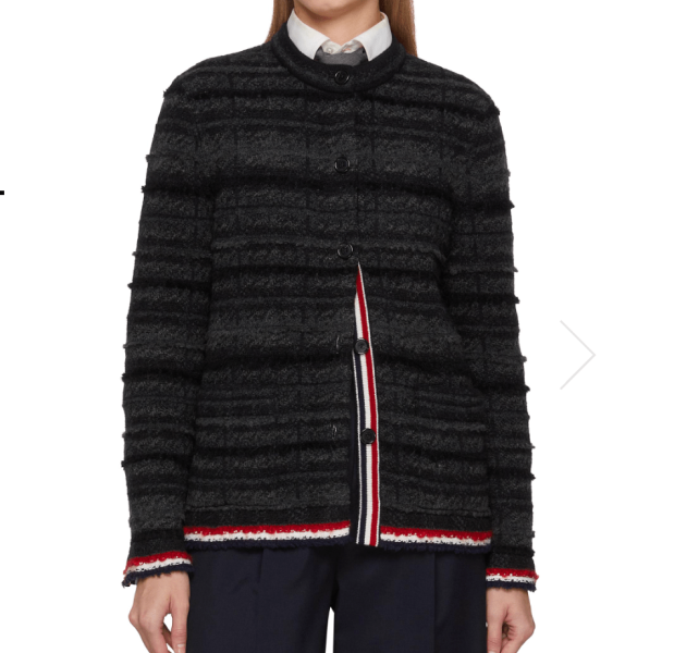 THOM BROWNE Chequered Jacquard Knit Cardigan Jacket