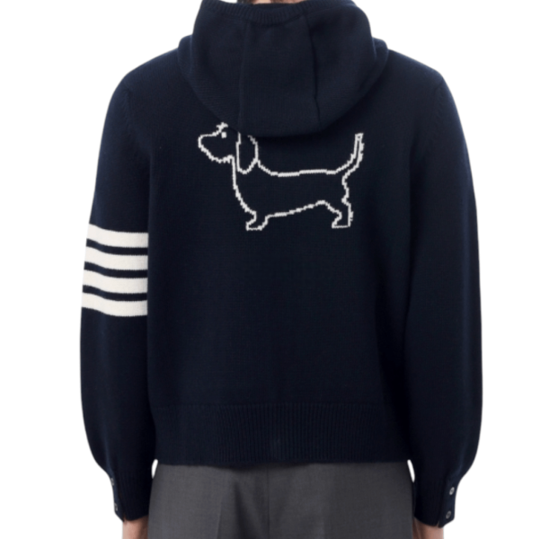 Thom Browne  HECTOR INTARSIA MERINO ZIP UP HOODIE