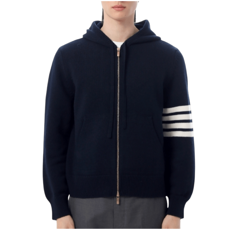 Thom Browne  HECTOR INTARSIA MERINO ZIP UP HOODIE