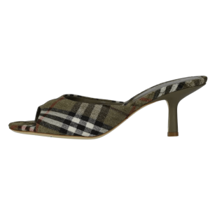 (W) Burberry Check Sandals Heels Khaki