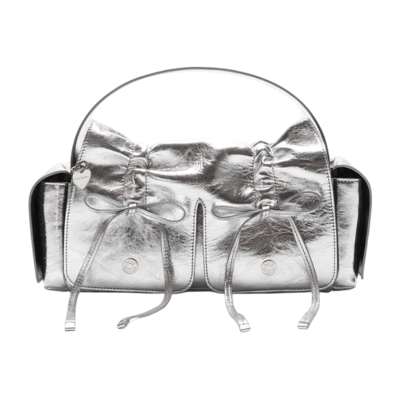 Multipocket metallic shoulder bag - Silver