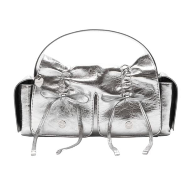 Multipocket metallic shoulder bag - Silver