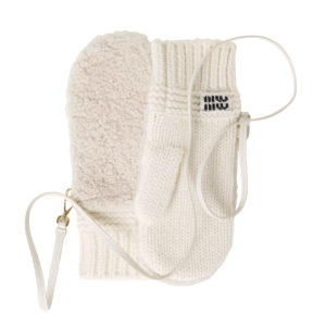 Miu Miu Shearling-trimmed Cashmere-wool Mittens in White