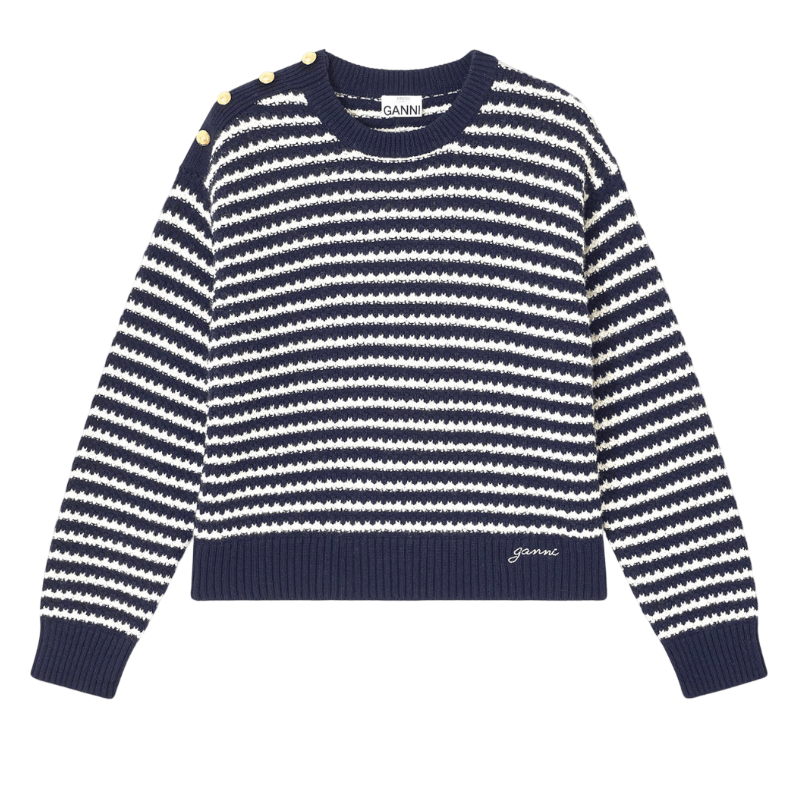 DARK BLUE STRIPED WOOL JUMPER 