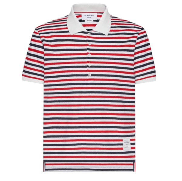 Thom Browne RWB Stripe Polo Shirt Red