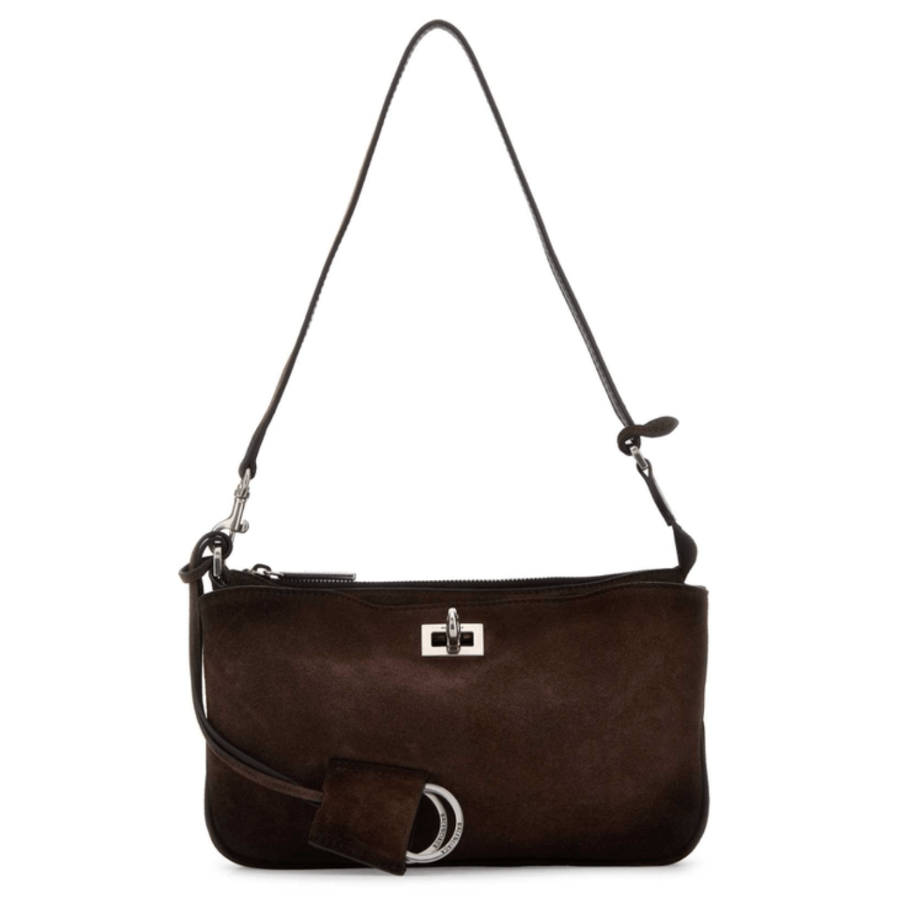 Brown suede Rodeo shoulder clutch bag