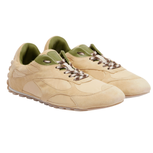 Beige suede and fabric Orbit sneakers