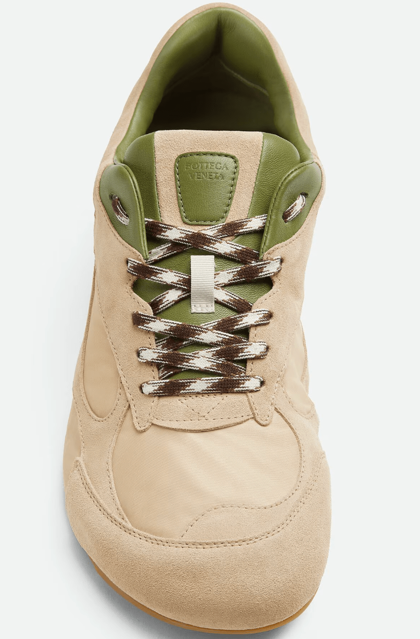 Beige suede and fabric Orbit sneakers