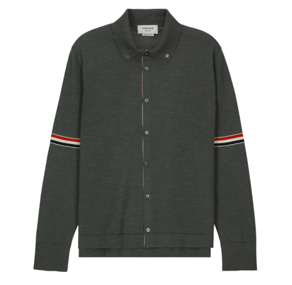 Jersey Button Down Point Collar Merino Wool Shirt