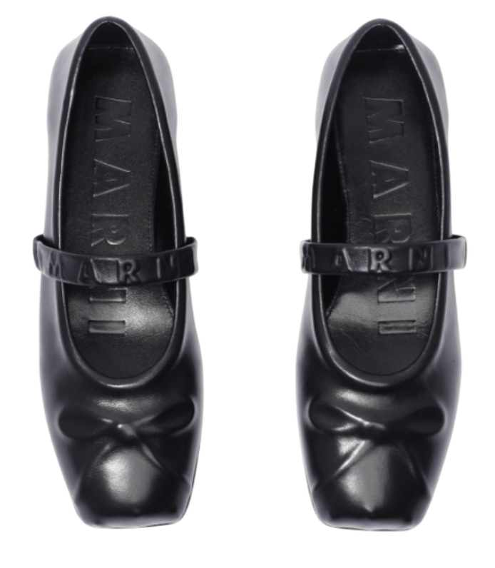 Black Leather Ballet Flats Marni 