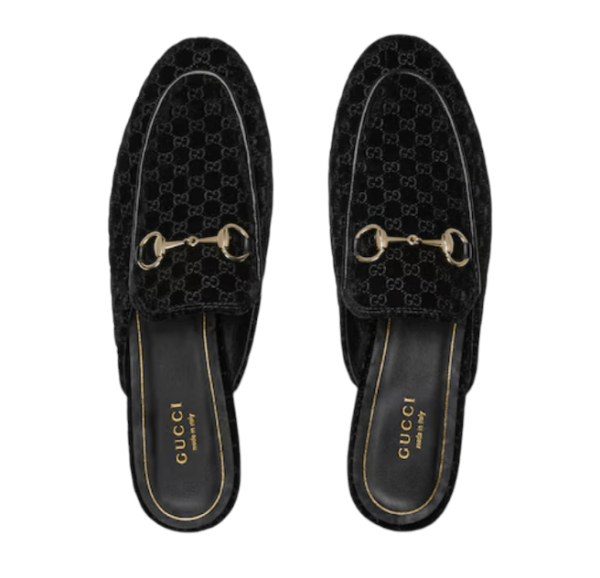 Princetown slipper in black GG velvet