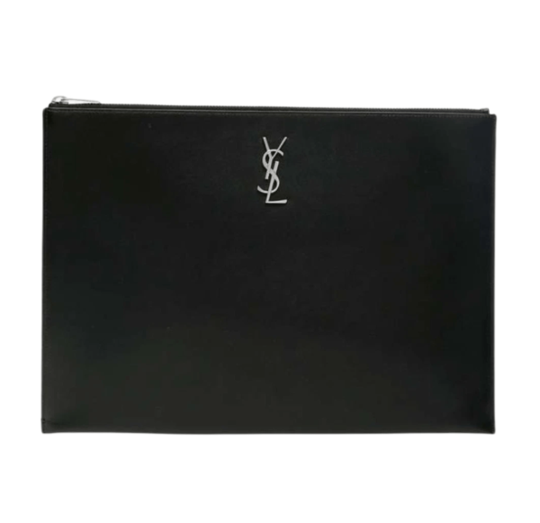 Saint Laurent Cassandre Document Holder in Smooth Leather Black