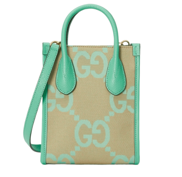 Gucci Jumbo GG Mini Tote Bag Beige Mint Canvas