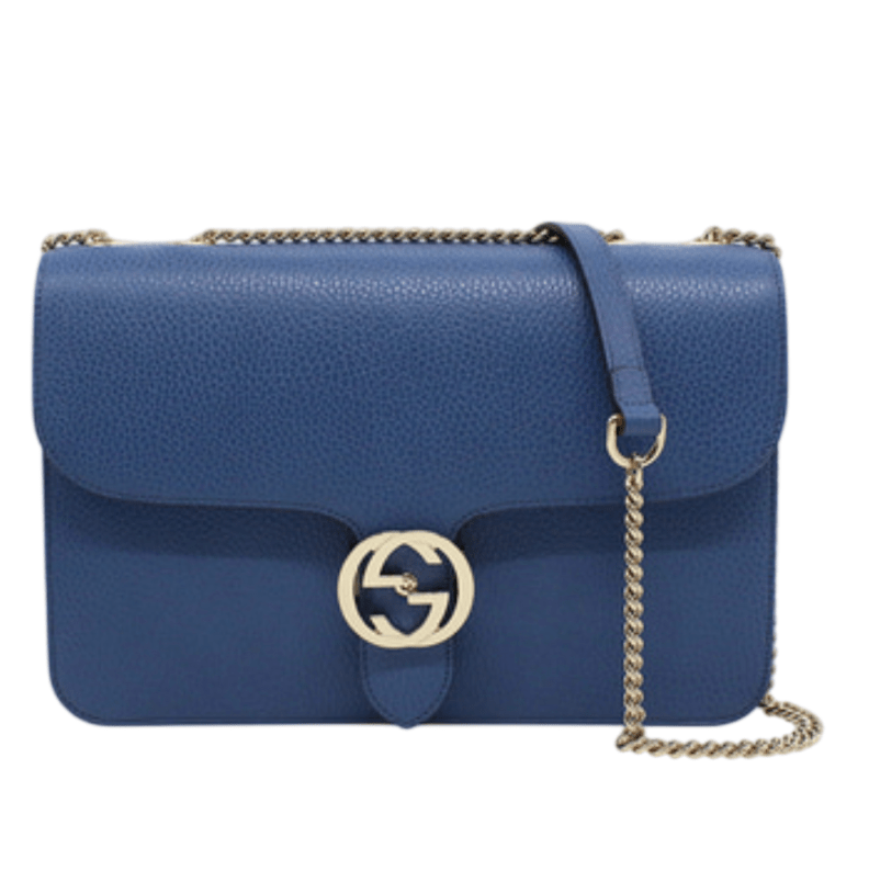 Gucci GG Interlocking Chain Medium Shoulder Bag Blue