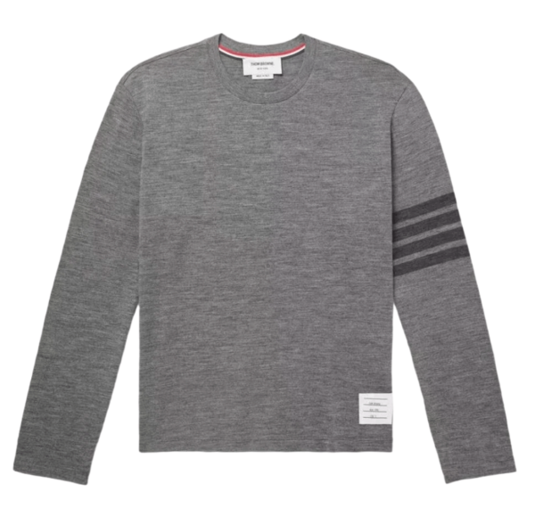 Thom Browne Wool Jersey 4-Bar Tee Medium Grey