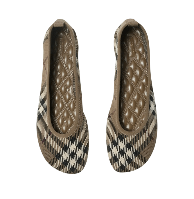 (W) Burberry Check Knit Baby Ballerinas Brush