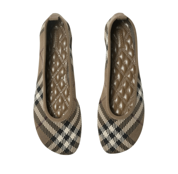 (W) Burberry Check Knit Baby Ballerinas Brush