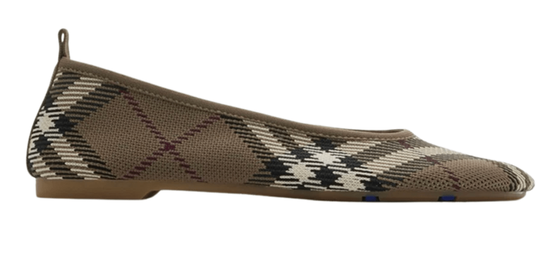 (W) Burberry Check Knit Baby Ballerinas Brush