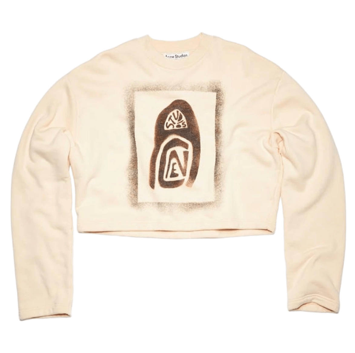 (W) Acne Studios Logo Print Oversized Fit Sweatshirt Oat Beige