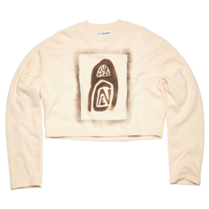 (W) Acne Studios Logo Print Oversized Fit Sweatshirt Oat Beige