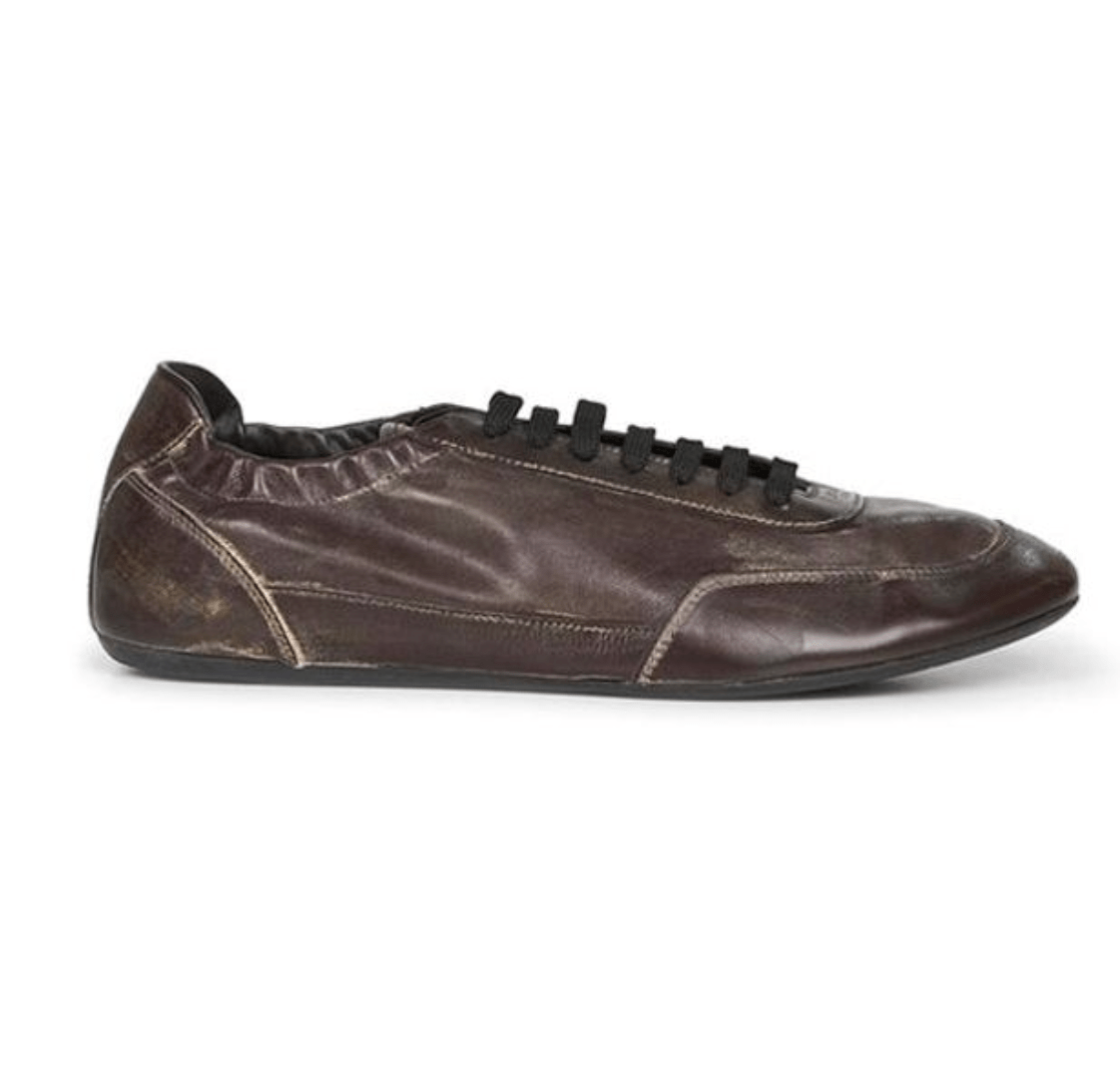 Dark brown leather Collapse sneakers 